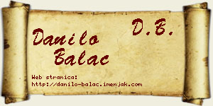 Danilo Balać vizit kartica
